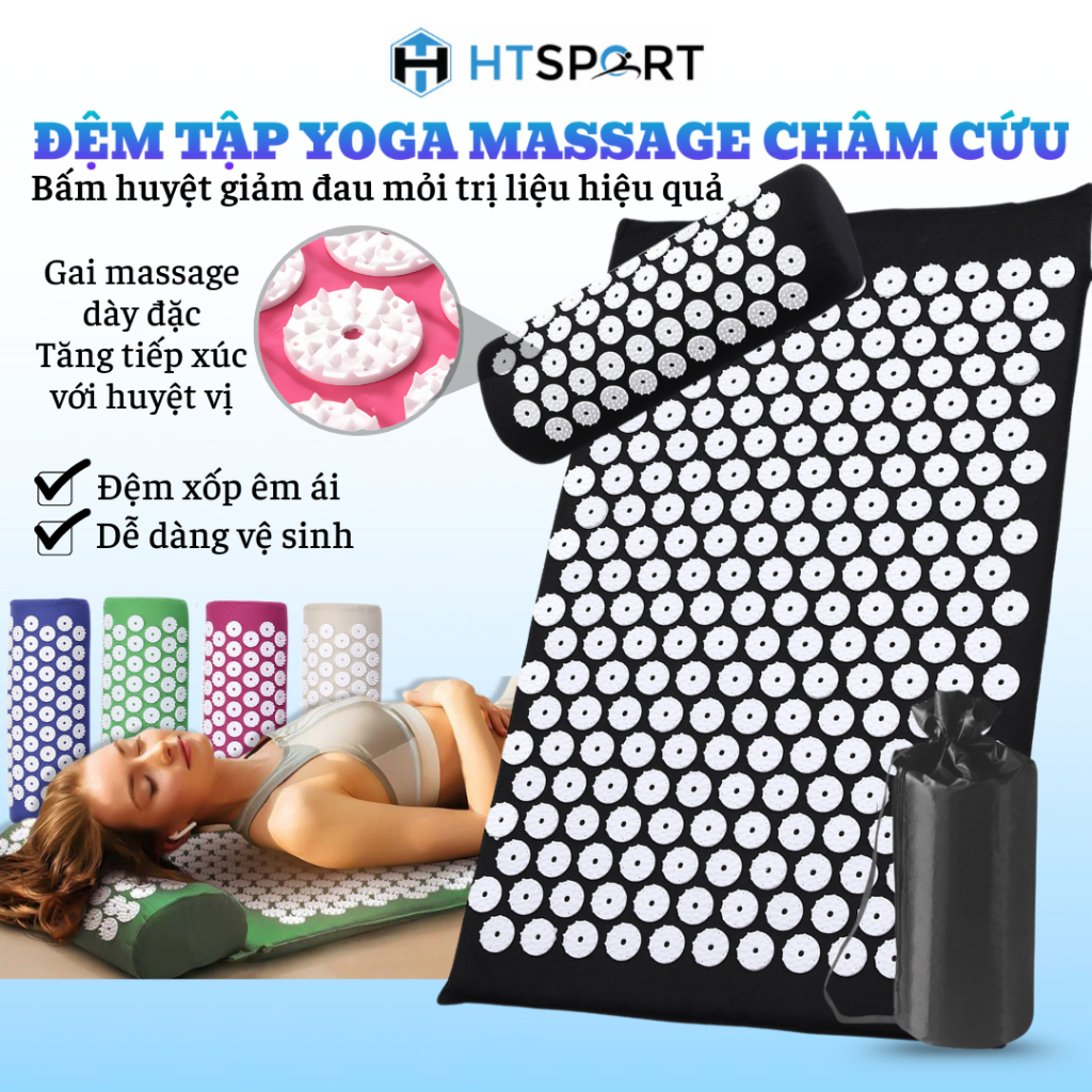 Đệm Tập Yoga Massage, Thảm Mát Xa Châm Cứu Có Gai Bấm Huyệt Thư Giãn Toàn Thân Giảm Đau Trị Liệu