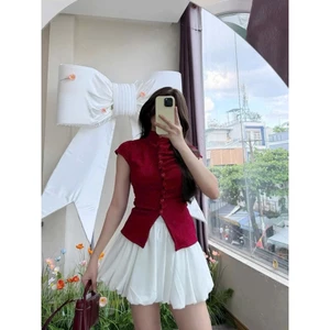 ⋆˚⟡˖࣪ Set áo thun 1 dãy nút + chân váy bí trắng - SP022667🔥𝐇𝐨𝐚̉ 𝐓𝐨̂́𝐜🔥 𝐌𝐄𝐎𝐈𝐍𝐃𝐀𝐇𝐎𝐔𝐒𝐄