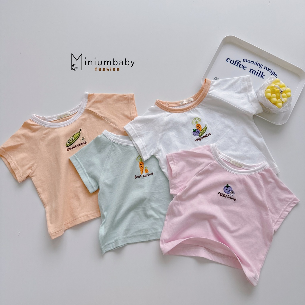Áo cộc tay cho bé gái, bé trai 1-6 tuổi in họa tiết nhiều màu sắc, chất liệu cotton mềm mịn A1934