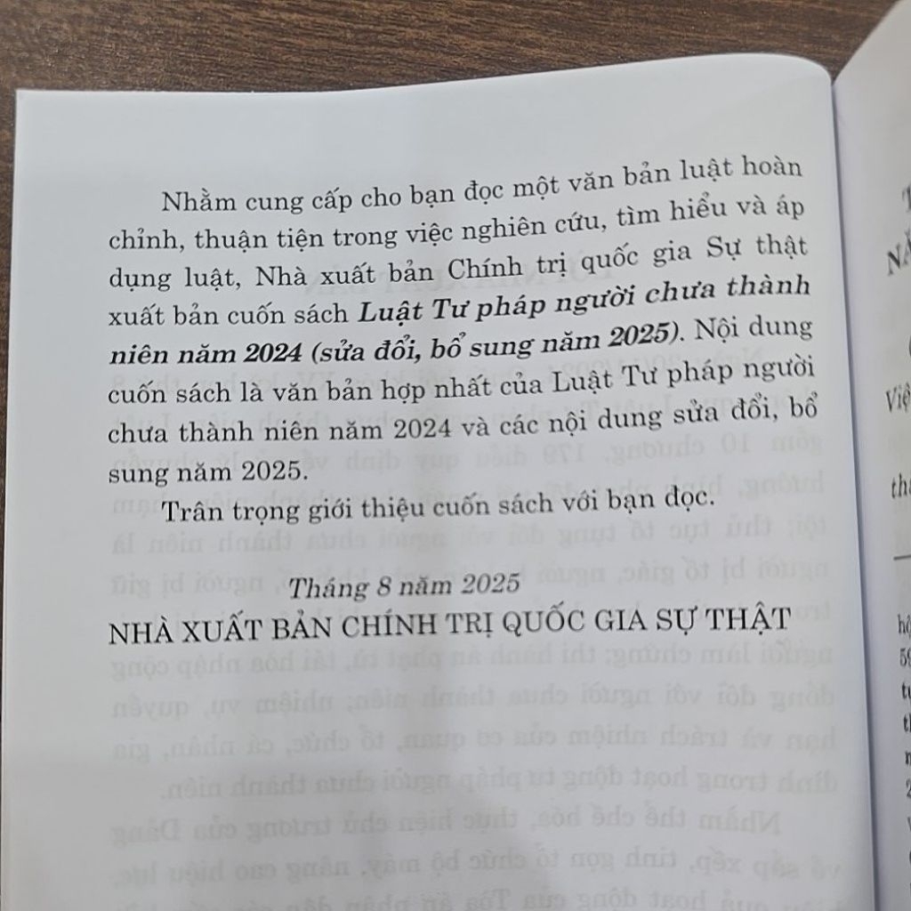 Sách - Luật tư pháp người chưa thành niên năm 2024 (sđ,bs 2025) (NXB Chính trị quốc gia Sự thật)