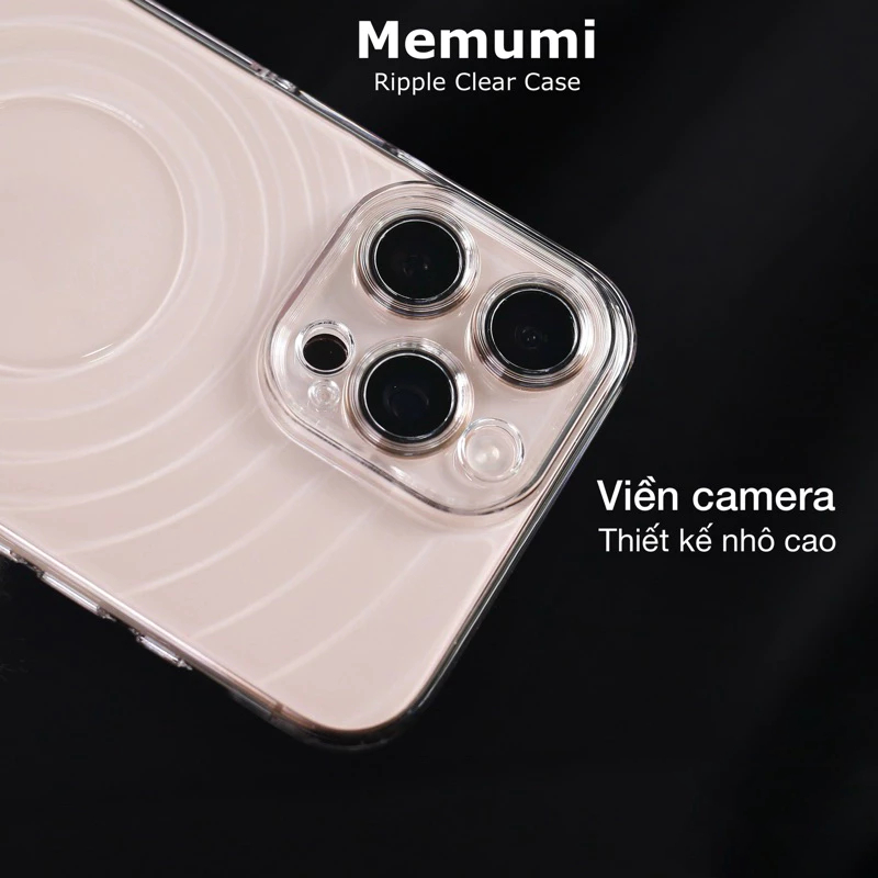 [ Chống Ố ] Ốp Memumi Ripple Trong Suốt Full Camera Mỏng Nhẹ Chính Hãng cho iP 16| 15 Series
