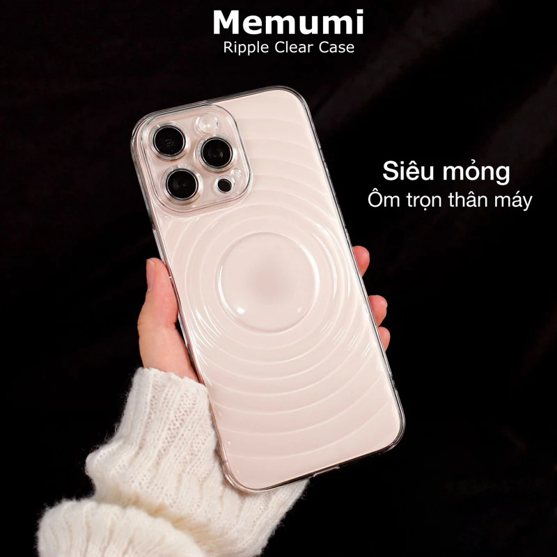 [ Chống Ố ] Ốp Memumi Ripple Trong Suốt Full Camera Mỏng Nhẹ Chính Hãng cho iP 16| 15 Series