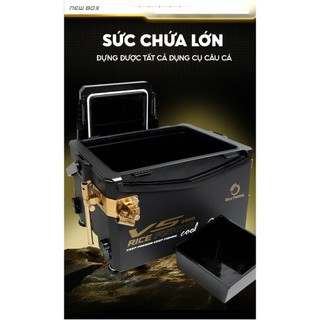 Thùng Câu Đài V5 Rice Fishing Đại Lý Phiên Bản Full Vân Cacbon Dung Tích 29L