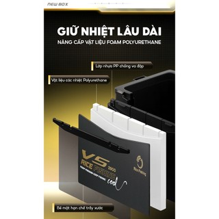 Thùng Câu Đài V5 Rice Fishing Đại Lý Phiên Bản Full Vân Cacbon Dung Tích 29L