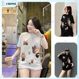 Áo Thun Nữ Labubu CHEPOL Unisex 100% Cotton Thoáng Mát, Thấm Hút, Cổ Tròn Form Oversize BASIC Có BIGSIZE - CPT410