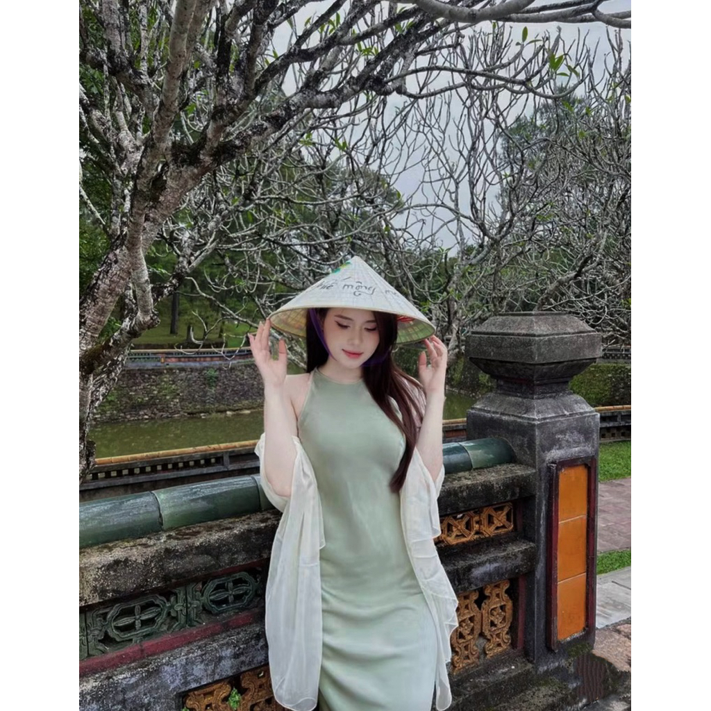 Đầm Lụa Cổ Yếm Form Dài Không Dây Kéo, Không Mút, Một Lớp Nữ Dress Women - LYC