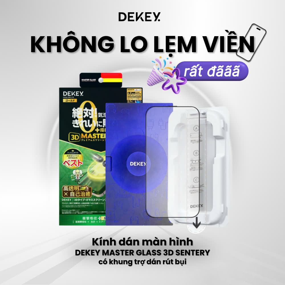[ iP 17] Cường Lực Dekey 3D Full 99% Màn Hình Trong Suốt| Chống Nhìn Trộm Có Khung Dán cho iP 17|16|15|14 Series