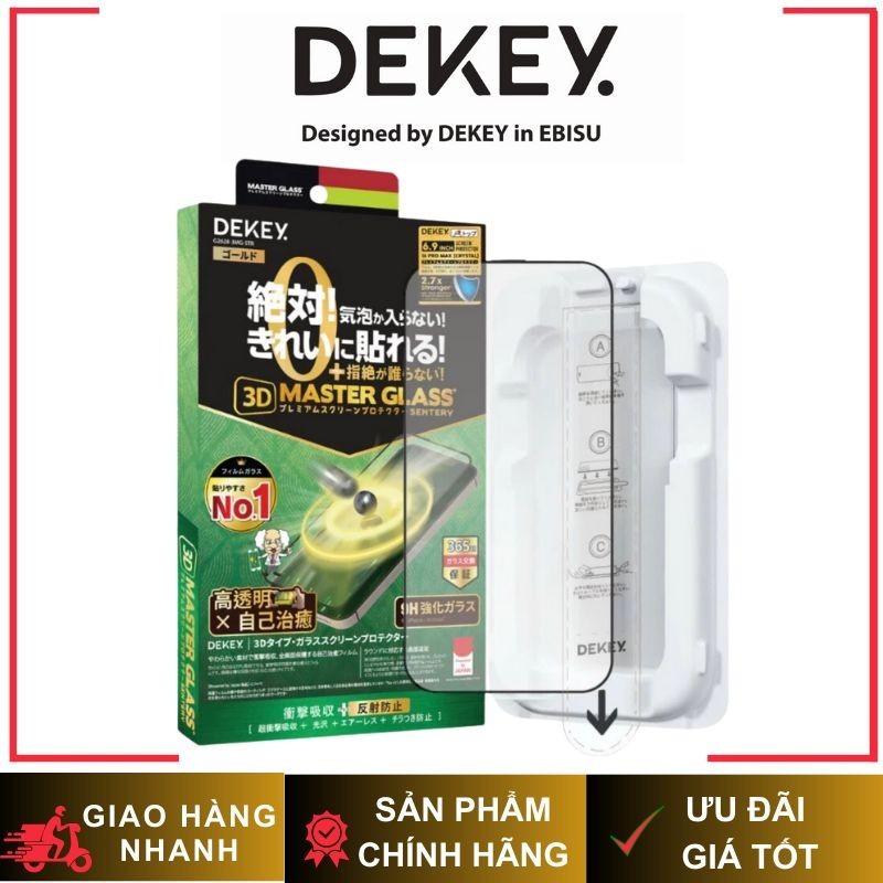 [ iP 17] Cường Lực Dekey 3D Full 99% Màn Hình Trong Suốt| Chống Nhìn Trộm Có Khung Dán cho iP 17|16|15|14 Series