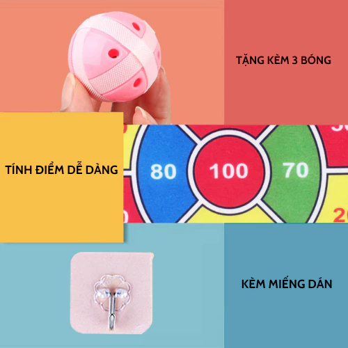 [TẶNG BÓNG] Đồ chơi ném bóng dính,bia ném bóng dính tính điểm tặng kèm 3 bóng đồ chơi cho bé