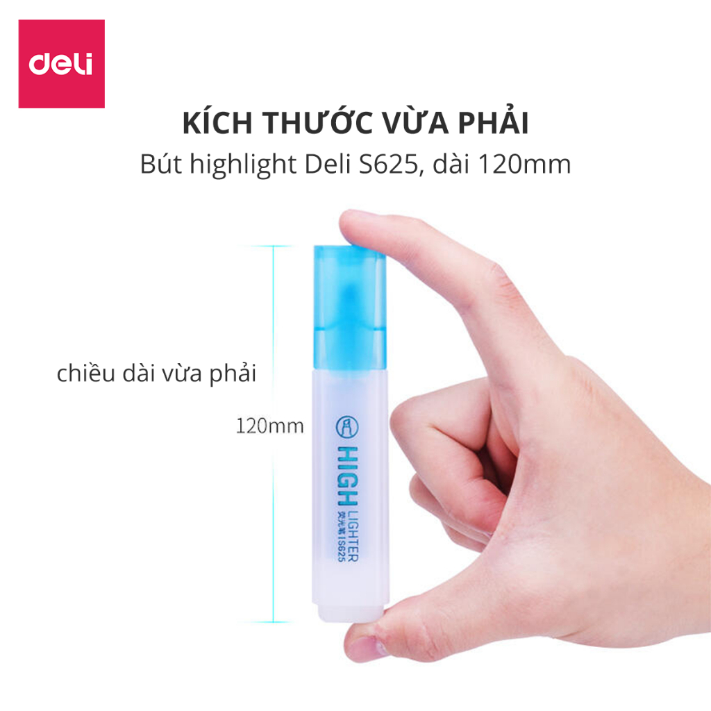 Bút highlight 6 màu dạng dẹp Mực bền màu lâu trôi, đầu bút rộng đánh dấu nhanh chóng