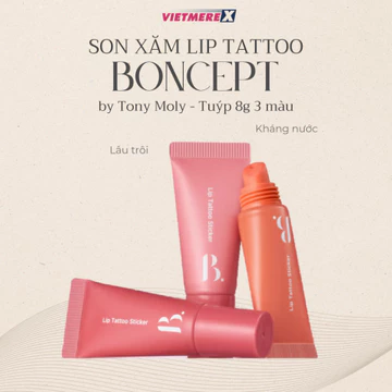 Son xăm Boncept Lip Tattoo by Tony Moly Dạng lột Lâu trôi Kháng nước 3 màu Tuýp 8g