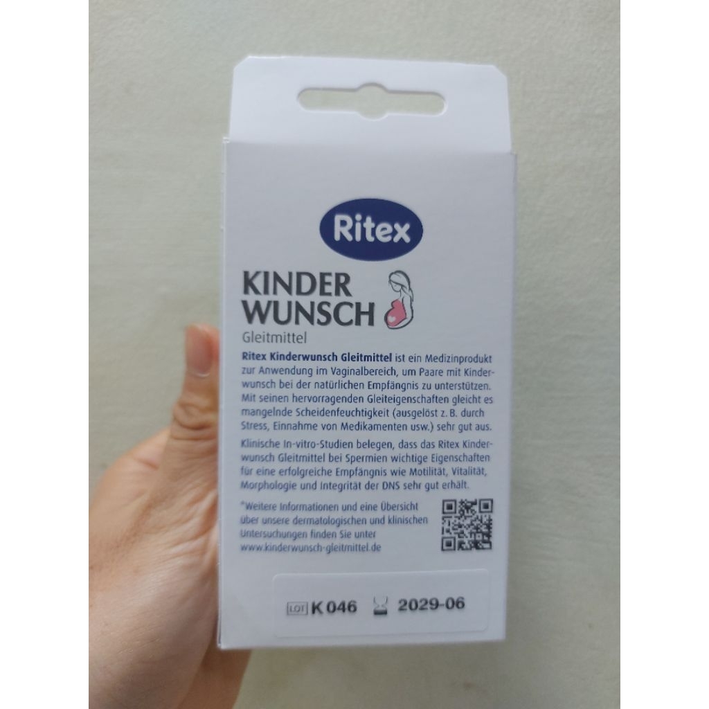 1 Ống gel Ritex KINDERWUNSCH Gleitmittel Gel Tạo Môi Trường Hỗ Trợ Thụ Thai  Tự Nhiên chính hãng 100%