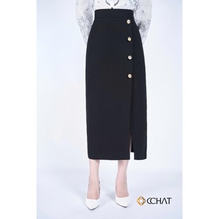 Chân Váy 𝐂𝐂𝐇𝐀𝐓 Dáng Suông Xẻ 4 Khuy Chất Liệu Tuytsi Cao Cấp Hiện Đại 24CDS2013ST