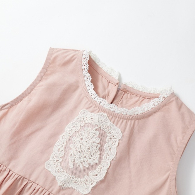 Set Đồ Bé Gái, Set Đồ Bộ Bé Gái Sang Chảnh Họa Tiết Phối Ren Chất Cotton Đũi Mềm Mại Thoáng Khí