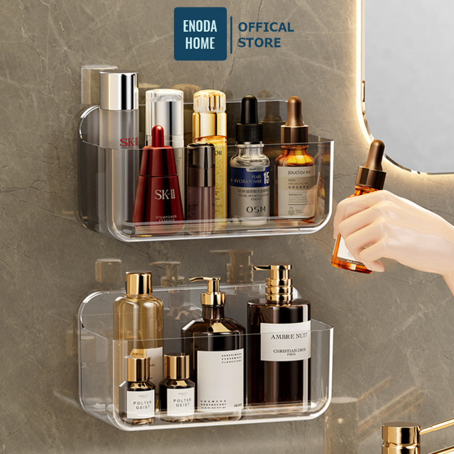 Giá Kệ Treo Tường Nhà Tắm ENODA HOME, Khay Trong Suốt Đựng Mỹ Phẩm Kèm Miếng Dán Chắc Chắn Chịu Lực Tốt GPT001