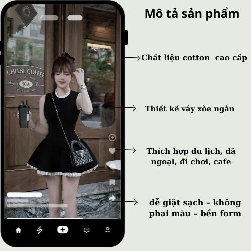 Váy nữ không tay chất liệu cao cấp màu đen Jumito, đầm nữ dáng xòe cổ tròn phong cách sang trọng thanh lịch HCOM2626