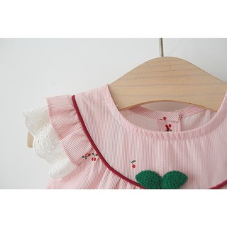 Váy babydoll bé gái tay cánh tiên họa tiết cherry hàng QCCC D1172 Bí Ngô Nhỏ