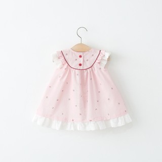 Váy babydoll bé gái tay cánh tiên họa tiết cherry hàng QCCC D1172 Bí Ngô Nhỏ