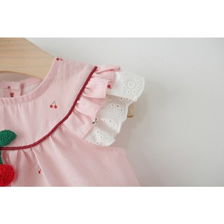 Váy babydoll bé gái tay cánh tiên họa tiết cherry hàng QCCC D1172 Bí Ngô Nhỏ