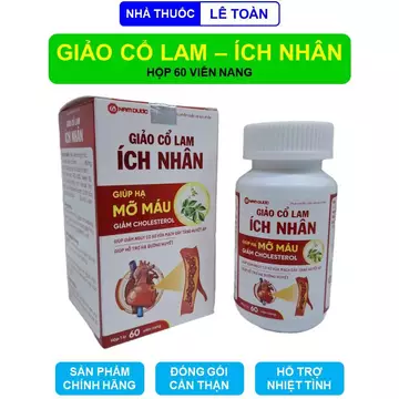 Giảo cổ lam Ích Nhân hộp 60 viên hỗ trợ giảm đường huyết hạ mỡ máu