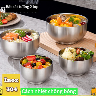 INOX 304 Bát 2 lớp Cách Nhiệt bát ăn trẻ em, người lớn Chén Ăn Canh Súp chống bỏng Tay INOX Dày
