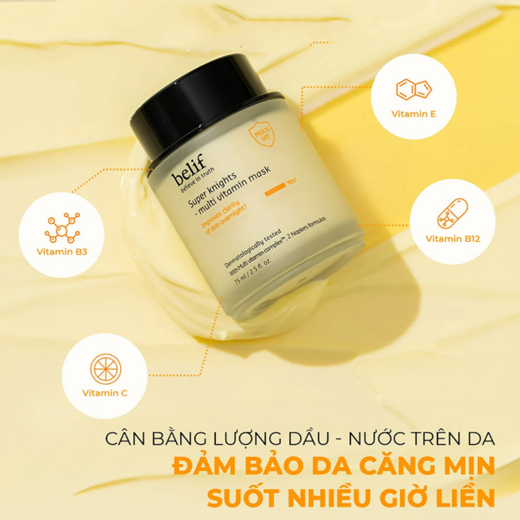 Mặt nạ ngủ dưỡng ẩm và phục hồi da chuyên sâu belif Multi Vitamin Mask