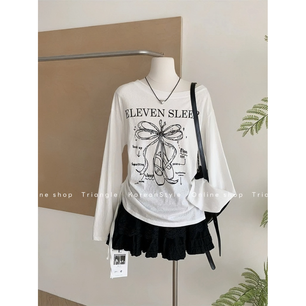 TRIANGLE - Eleven Shirt (Cân nhắc kỹ, return is not welcomed)- Áo thun dài tay mỏng phong cách Hàn Quốc