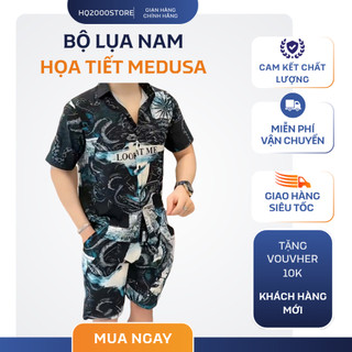 Set lụa nam Họa tiết Medusa thời trang cao cấp chất mềm mịn, mát mẻ, thiết kế trẻ trung cá tính.