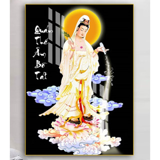 Tranh Quan Thế Âm Bồ Tát tráng gương