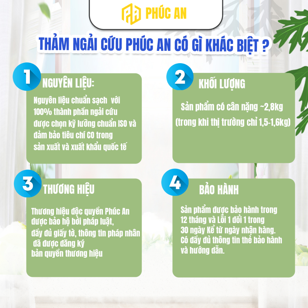 Lõi Thay Thảm Ngải Cứu Phúc An – Lõi Thảo Dược Tự Nhiên Cho Thảm Điện Giữ Nhiệt, Giảm Đau Nhức