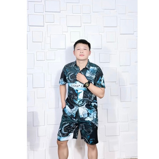 Set lụa nam Họa tiết Medusa thời trang cao cấp chất mềm mịn, mát mẻ, thiết kế trẻ trung cá tính.
