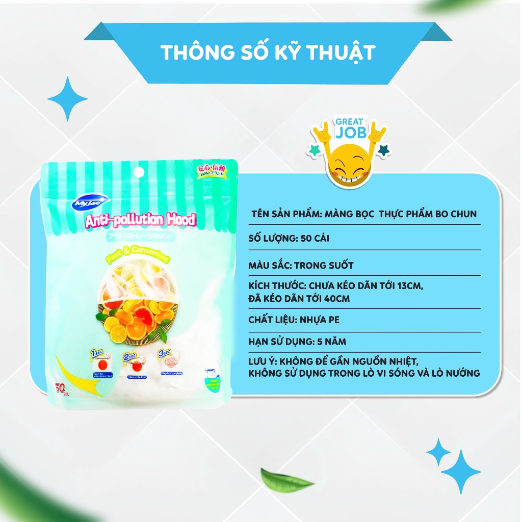 COMBO 4 Màng Bọc Thực Phẩm Bo Chun MyJae (1 bịch 50 cái )