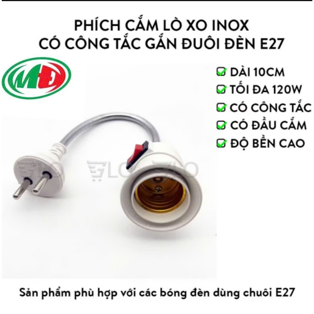 Đuôi đèn E27 công tắc lò xo, chịu nhiệt tốt, chất lượng cao, công tắc bền tiện dụng
