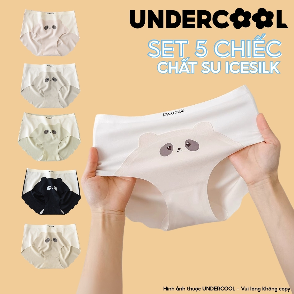 Set 5 Quần Lót Nữ Su Đúc Seamless UNDERCOOL Họa Tiết Gấu Panda Mềm Mịn Thoáng Mát Nhẹ, Không Viền, Co Giãn Tốt CB-QL69