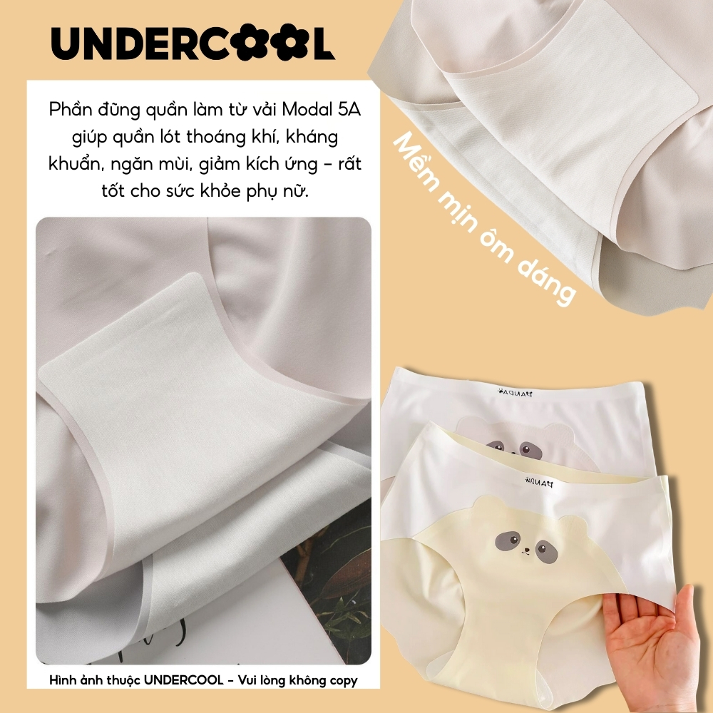 Set 5 Quần Lót Nữ Su Đúc Seamless UNDERCOOL Họa Tiết Gấu Panda Mềm Mịn Thoáng Mát Nhẹ, Không Viền, Co Giãn Tốt CB-QL69