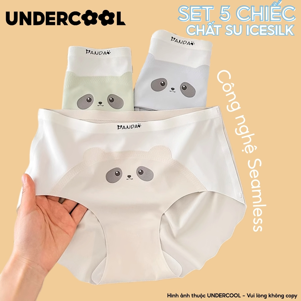Set 5 Quần Lót Nữ Su Đúc Seamless UNDERCOOL Họa Tiết Gấu Panda Mềm Mịn Thoáng Mát Nhẹ, Không Viền, Co Giãn Tốt CB-QL69