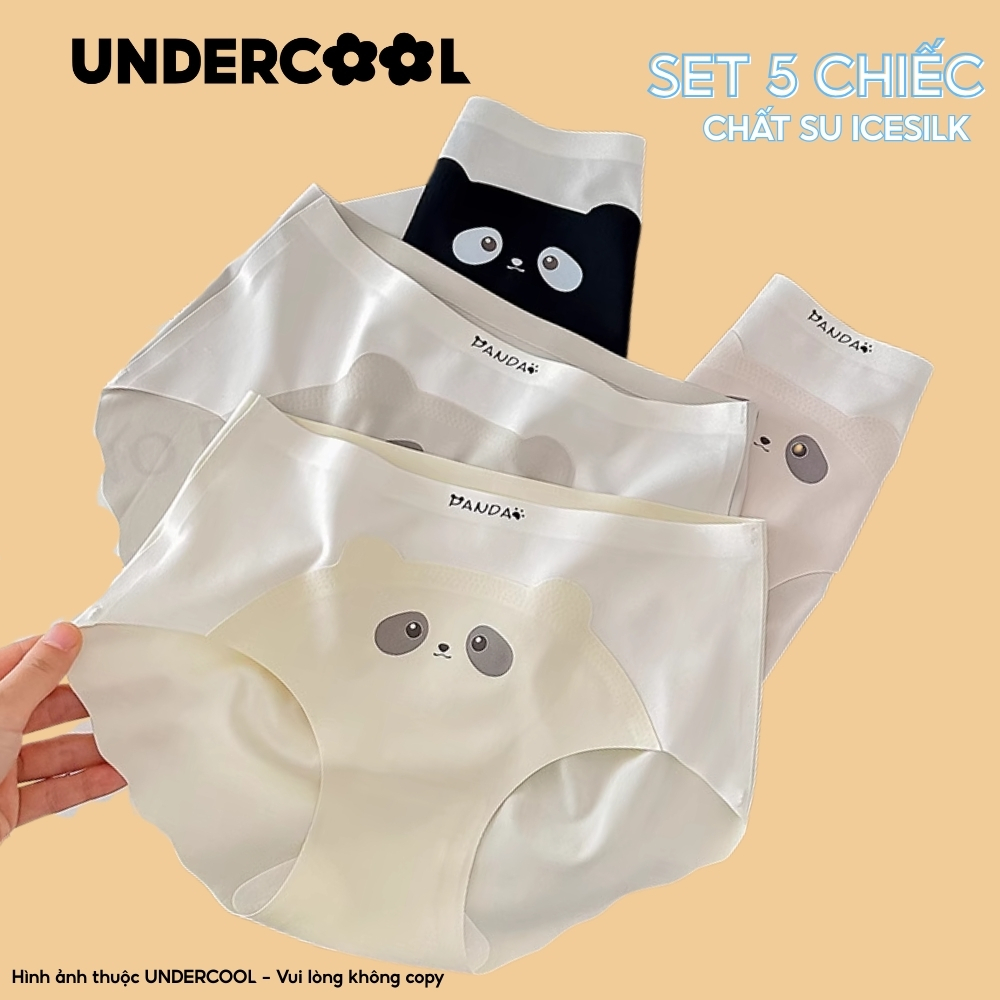 Set 5 Quần Lót Nữ Su Đúc Seamless UNDERCOOL Họa Tiết Gấu Panda Mềm Mịn Thoáng Mát Nhẹ, Không Viền, Co Giãn Tốt CB-QL69