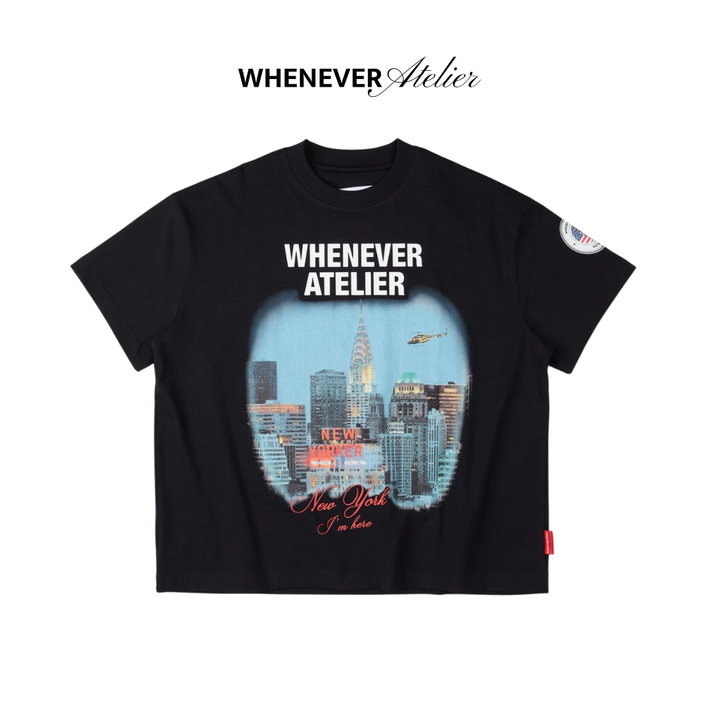 WHENEVER Áo Thun Whenever New York City Form Boxy Vải 100% Cotton T-Shirt / Black