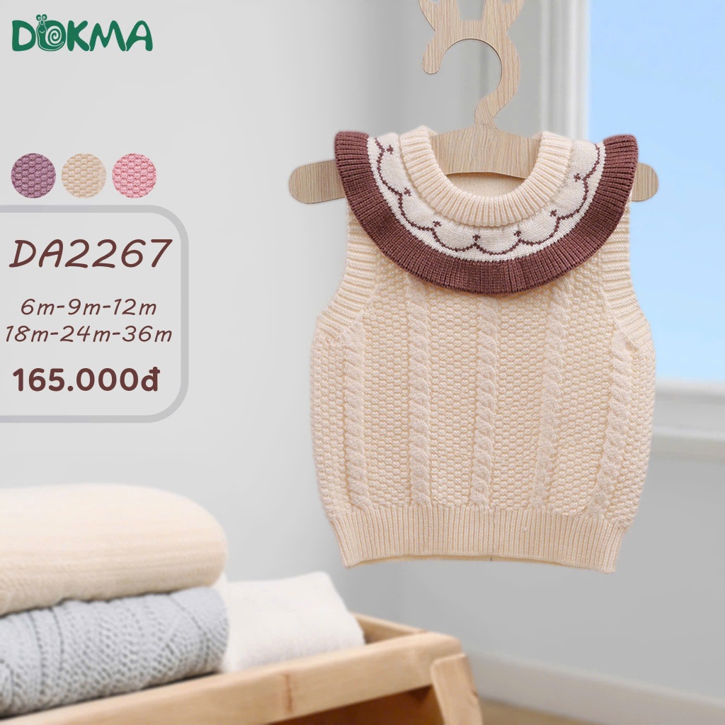 (5-13kg) Áo Len, Áo Gile Cổ Tròn Cho Bé Dokma  DA2267 DA2990