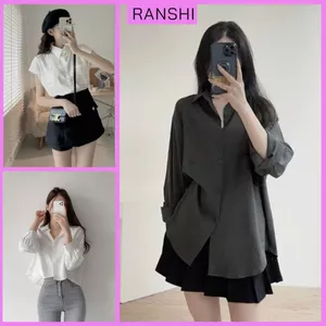 Áo Sơ Mi Dài Tay Ngắn Tay Lệch Vai Basic Xinh Dễ Phối Đồ Phong Cách Hàn Quốc SMCT