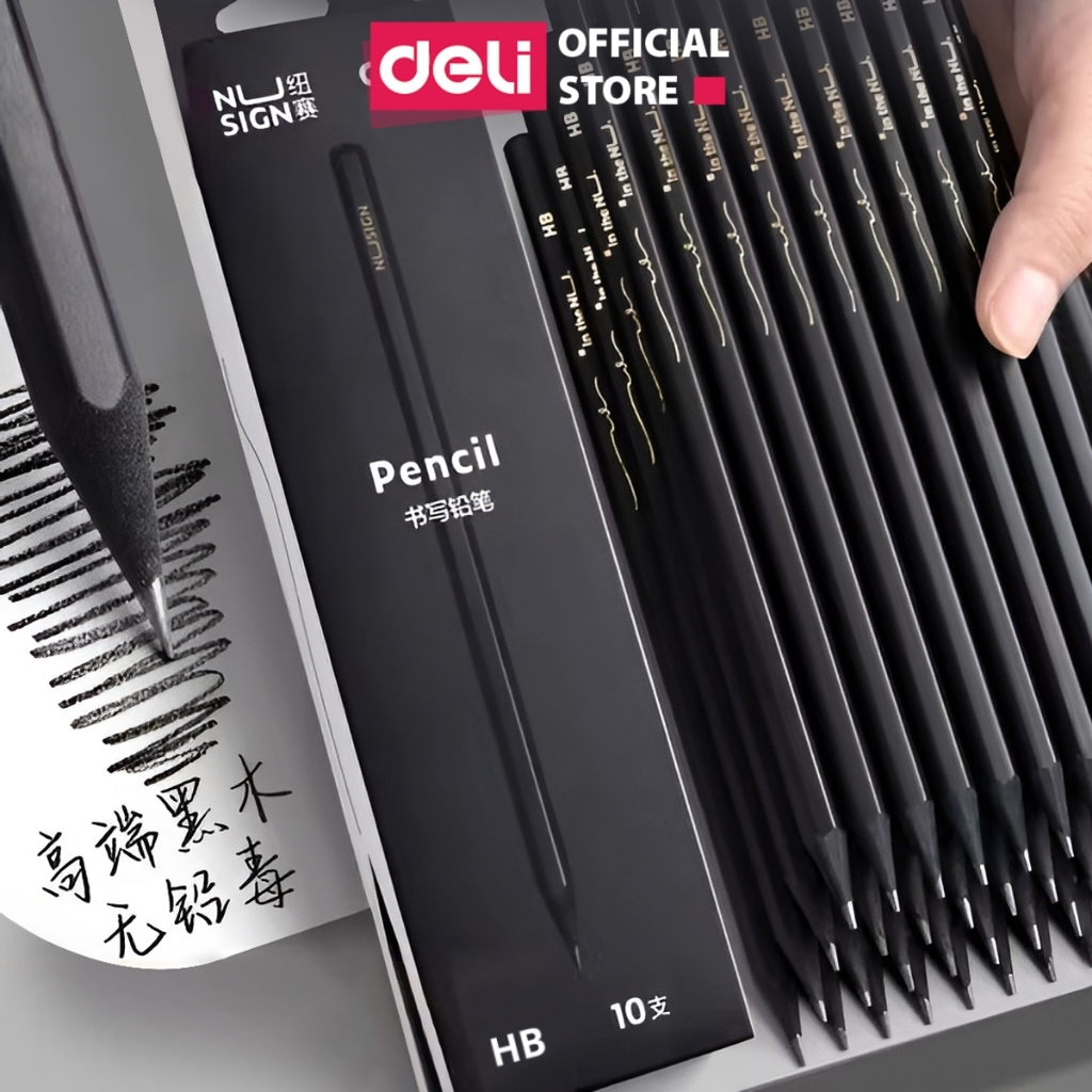Bút Chì 2B Nusign Deli Cao Cấp – Tô Trắc Nghiệm Nét Đậm, Chuẩn Máy Chấm