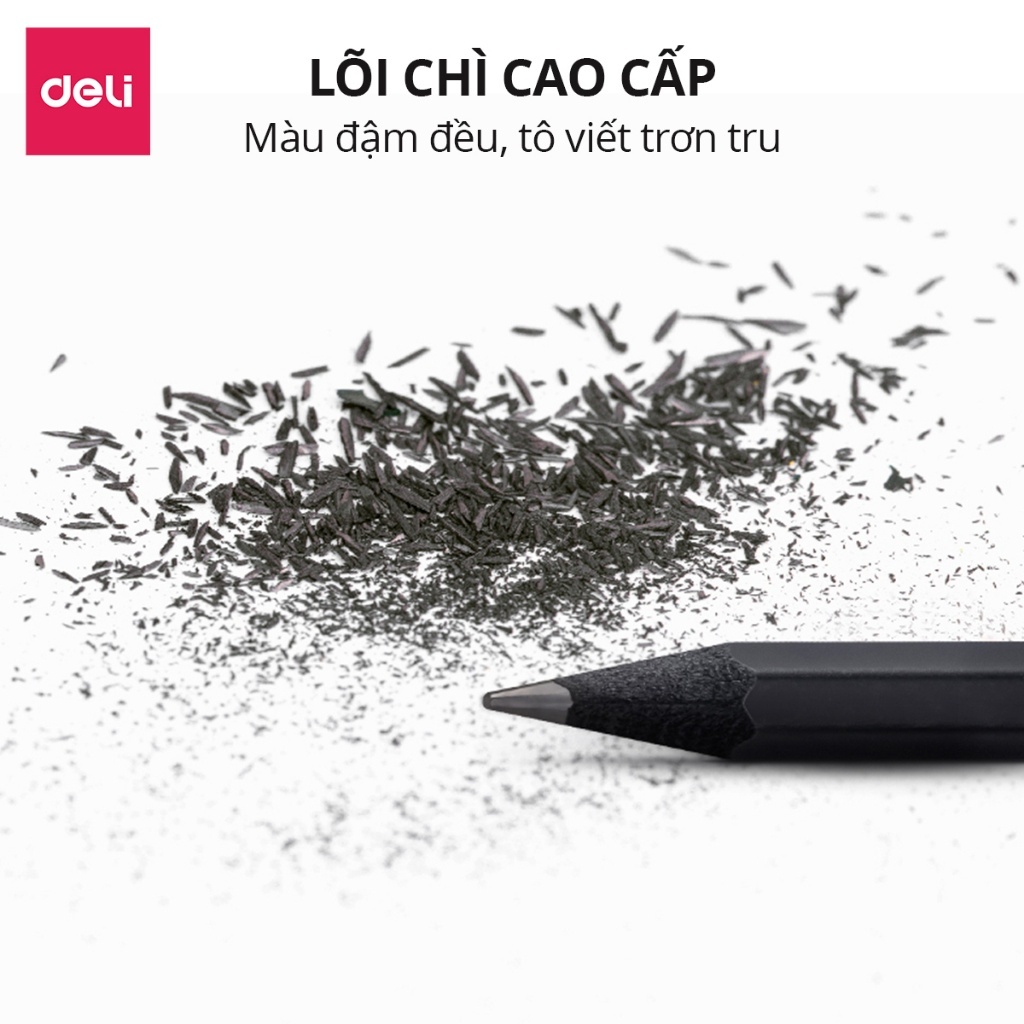Bút Chì 2B Nusign Deli Cao Cấp – Tô Trắc Nghiệm Nét Đậm, Chuẩn Máy Chấm