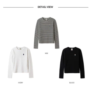 New 2026 Sét 3 áo thun chất zip dài tay nữ cotton thêu gấu form basic co giãn thoải mái Kèm Ảnh Thật