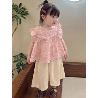 [B&G] Sét bộ áo ren hồng bánh bèo phối cùng quần culottes, chân váy cho bé gái từ 10-45kg(2-12 tuổi)