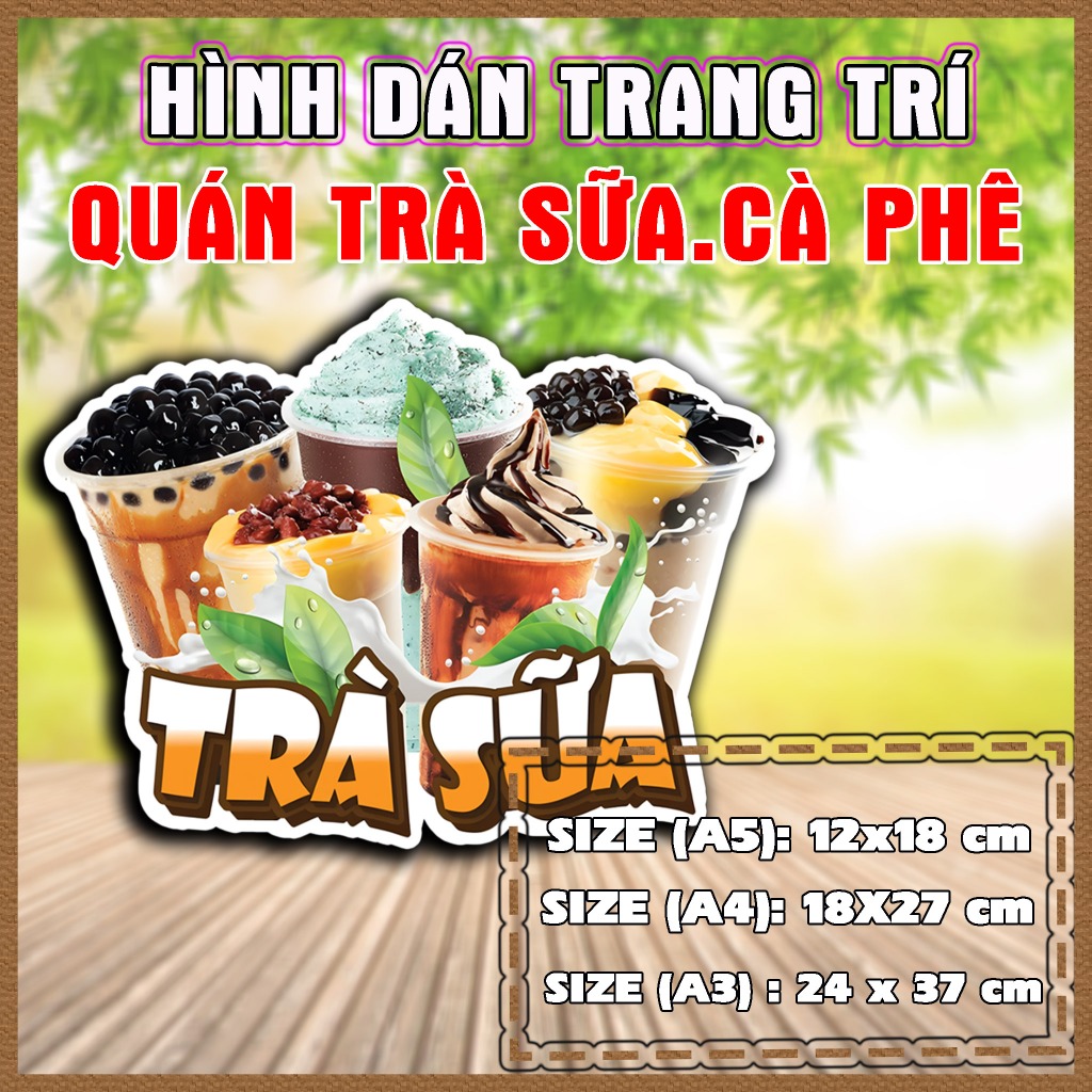 UV DTF Trang Trí Quán Trà Sữa Cà Phê Dán Tường, Kính, Hình Ly, Trà Sữa, Sinh Tố, Trà Tắc, Trà Đào, Trà Trái Cây