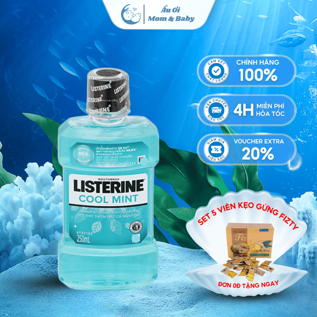 Nước Súc Miệng Listerine Cool Mint - Bảo Vệ Răng Miệng, Thơm Mát Ngày Dài - 250ml