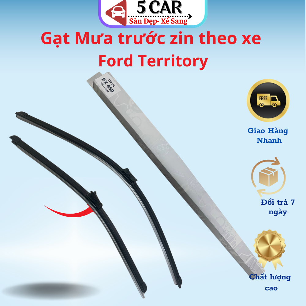 Gạt mưa xe Ford Territory gạt mềm không xương ( Giá 1 đôi )-Mẫu gạt lẫy