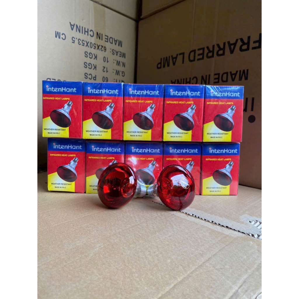 Bộ Combo 2 Bóng Đèn Hồng Ngoại IntenHant Úm Gà, Sưởi Gia Súc, Gia Cầm Công Suất 45W,75W,100W, 150W, 175W, 200W,