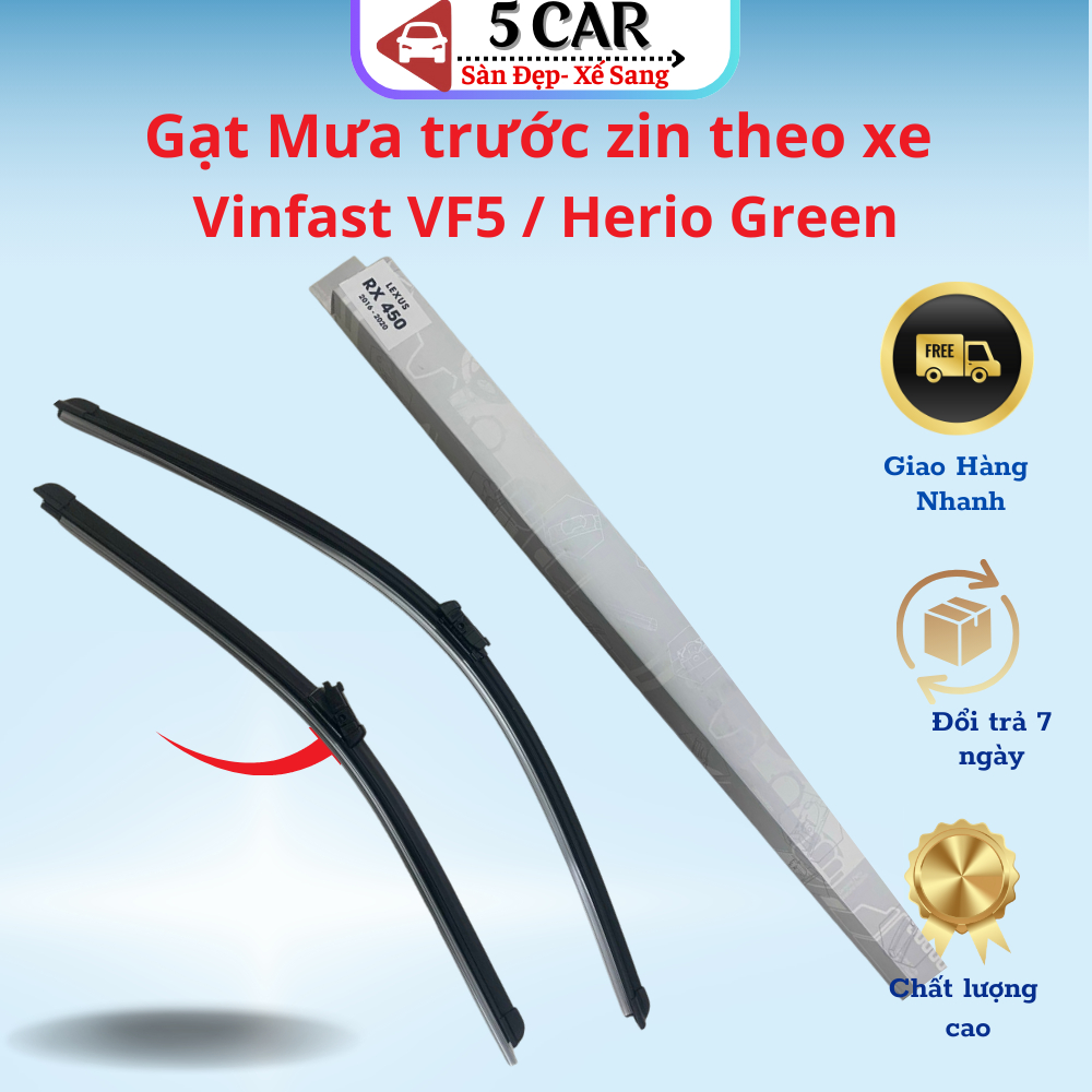 Gạt mưa xe Vinfast VF5 / Herio Green hàng chuẩn vừa vặn theo xe, gạt siêu sạch, siêu bền, lắp đặt dễ dàng  - Mẫu gạt Lẫy