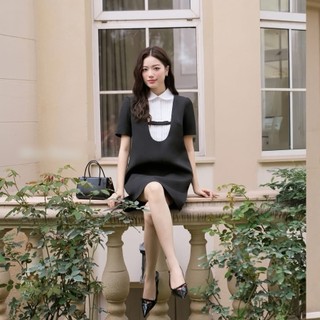 Váy bầu công sở ANAN thiết kế dáng xuông phối cổ và ngực trắng sang chảnh